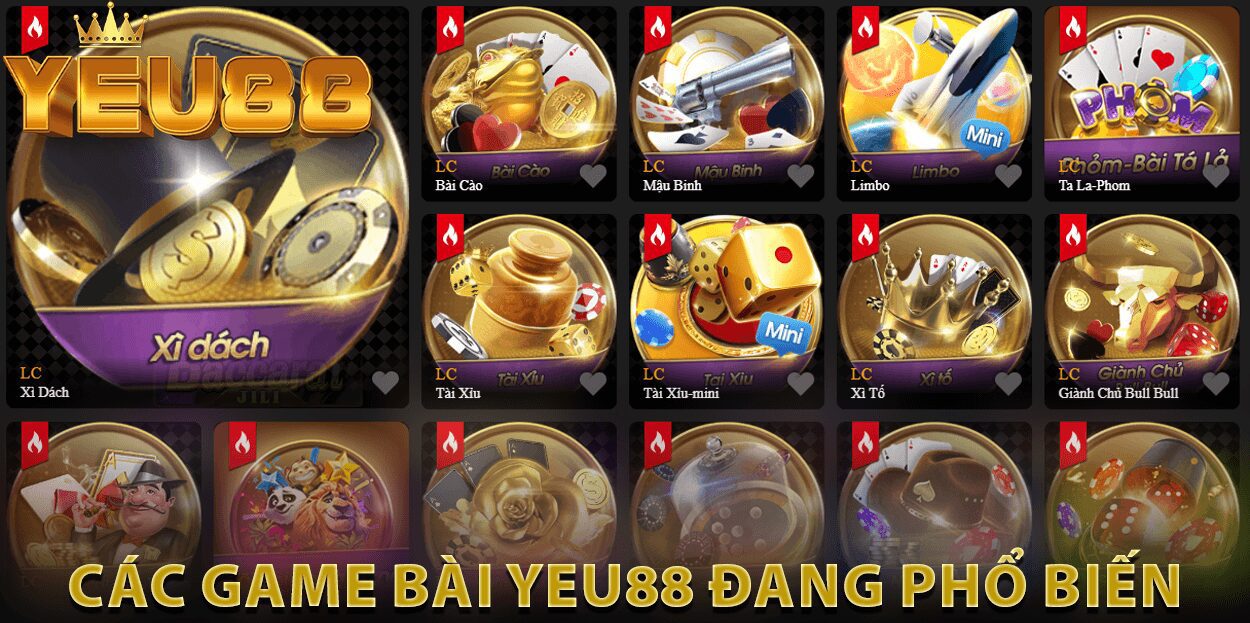 các game bài Yeu88 đang phổ biến